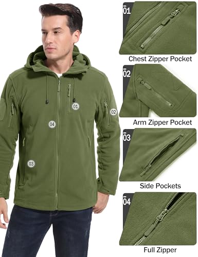 Image of CRYSULLY Men's Tactical Hoodies Jacket Warm Winter Fleece Jacket