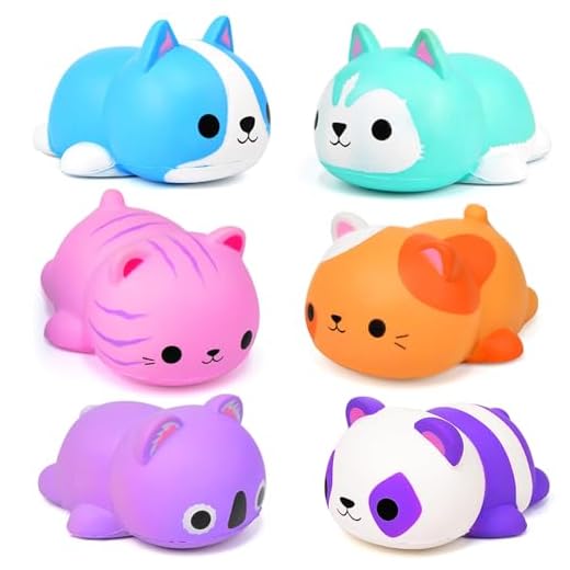 6PCS Jumbo Squishies Slow Rising Squishies Animal Newest Cat Squishy Toys Party Favors Goodies Bags Class Prize Scented & Kawaii Squishys Stress Relief Toys for Adults