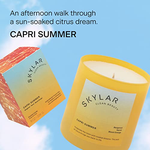 Skylar Capri Summer Candle - Non-Toxic Clean-Burning Candles With Soy Coconut Wax, Citrus Soy Candles For Home, Scented Candles Usa Made & Hand-Poured #TOP1
