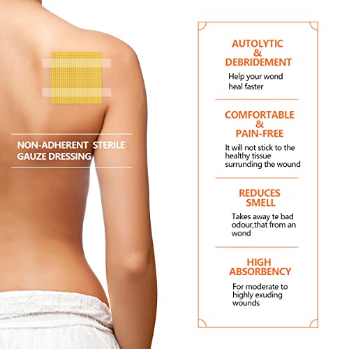 Honey Wound Dressing, 4" X 4" Manuka Honey Wound Care, Medical Grade Honey Burn Pads For Wound Healing Faster From Minor Abrasions, Burns, Cut And Laceration, Burn Dressing Drug Free (10 Pcs) #TOP4