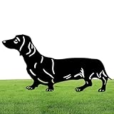 Phantasmia ダックスフントガーデンステーク 黒い金属製 屋外装飾 パティオ裏庭用 (小さい)