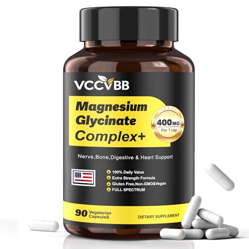 400mg Magnesium Complex for Men & Women, 12-in-1 Magnesium Glycinate, Citrate, Malate & Taurate | Relieve Cramps, Stress, Better Sleep | Heart, Bone & Nerve Health | 90 Vegan Capsules