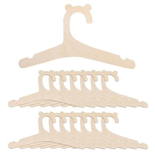 15 Piezas Perchas de Madera Bebé, Perchas de Madera Antideslizantes para Ropa Niños, Ideales para Almacenamiento & DIY, Adecuadas para Ropa & Pantalones, Diseño de Oso