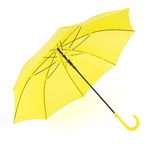 RUMBRELLA UV Stick Umbrella Auto Open UPF 50+ with J Hook Handle 51IN Bright Yellow