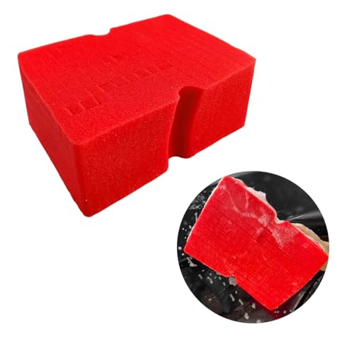 SHMZK Car Wash Sponge Large Scratch-Free Cross Cut Sponge for Soap and Rinseless Washing Durable Ultra Soft Foam Grid Extra Absorbent Car Cleaning Sponge Pad Car Accessories (Red)
