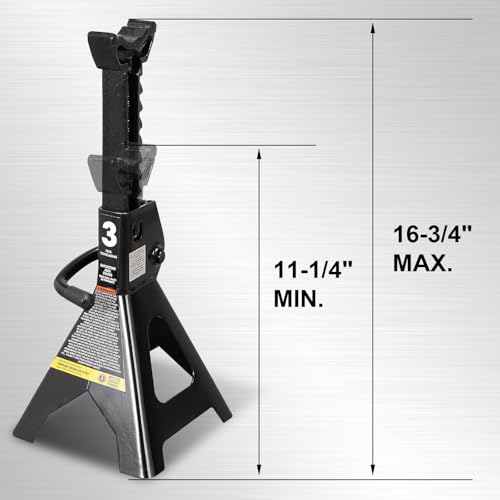 Image of Torin AT43202B-1 Steel Jack Stands: 3 Ton (6,000 lb.) Capacity, Black, 1 Pair