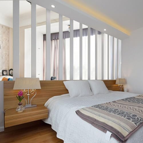 ReachMall 10pcs Mirror Wall Stickers, Long Strip Acrylic Self Mirror Tiles Mosaic Wall Sticker for Bedroom, Living Room, Dining Room (Silver) - Cosy Home Interiors ReachMall 10pcs Mirror Wall Stickers, Long Strip Acrylic Self Mirror Tiles Mosaic Wall Sticker for Bedroom, Living Room, Dining Room (Silver) - Image 3