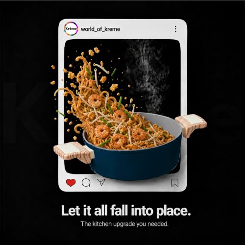 Image of Kreme Ceracook Ceramic Coated Granite Casserole 5.5Ltrs /26cm with Glass Lid, Stew Pot, Biriyani, ISI Certified, Forged Aluminium, Gas & Induction Use, PFAS & PTFE Free, 1 Yr Warranty, Ocean Deep Blue