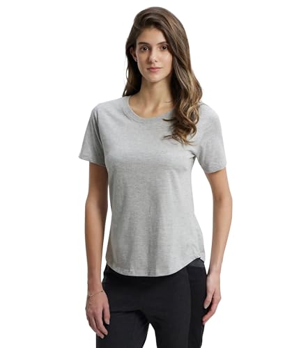 Image of Jockey AW88 Women Super Combed Cotton Rich Relaxed Fit Solid Curved Hem Styled Half Sleeve T-Shirt