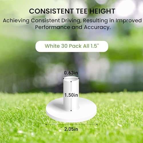 Amy Sport Golf Rubber Tees 30 Pack Bulk (White-30 Pack (1.5")) - image 2