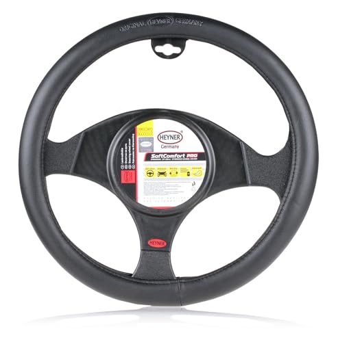 Image of Heyner Germany Fits Vauxhall Corsa Car Steering Wheel Cover Universal 37 To 39 cm Soft Black 603100