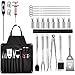 Ausemo 26 szt., akcesoria do grilla, zestaw narzędzi do grilla z termometrem i torbą do przenoszenia, przenośny zestaw do grillowania na zewnątrz, na kemping, do ogrodu, kuchni i gotowania