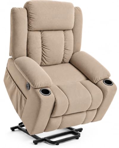 DUPI California Sillón Elevapersonas Eléctrico | Reclinable con Mando | Espuma HR | USB 3.0 | Bolsillo Lateral | Fácil Montaje | Marrón
