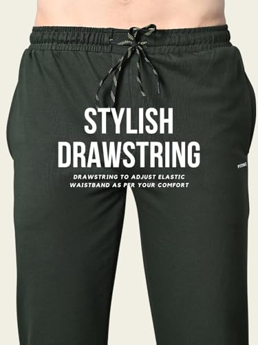 Image of FITINC Regular Fit Cotton Lower Trackpant for Men with Zipper Pockets