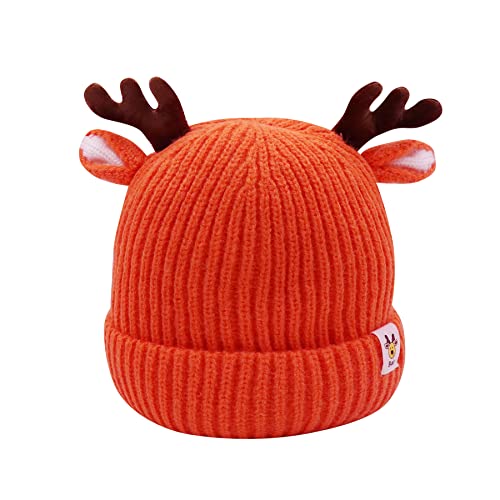 Baby Beanie Hat Cute Antlers Reindeer Crochet Knitted Hat Winter Warm Cap for Toddler Boys Girls