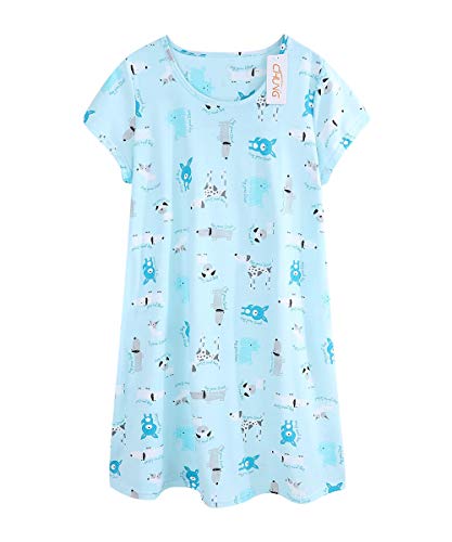 CHUNG Women Cotton Nightgown Casual Print Sleep Dress Shirt Tee Short Sleeve Sleepwear S-XL-Dog-XL