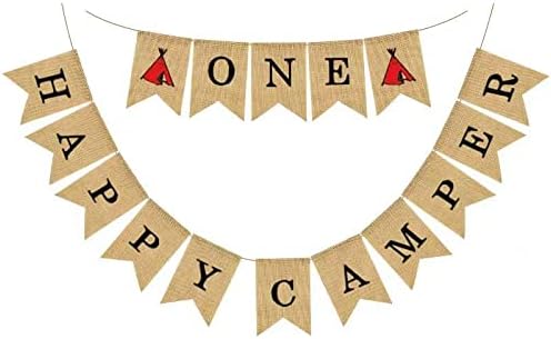 ONE Happy Camper Banner Creative Swallowtail Pull Flags Layout Decor Photo Props for Travel Party