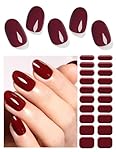 Wahrshei Unghie Gel Adesive UV | Burgundy Smalto Adesivo Gel UV | 20 PCS Pellicola per Unghie Autoadesiva | Adesivi per unghie in gel, Impacchi di Smalto Gel per Unghie