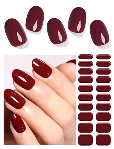 Wahrshei Vernis Autocollant UV | Burgundy Autocollant Ongle Gel UV | 20pcs Film pour Ongles Autoadhésif | Gel Nail Stickers, Autocollants et Pochoirs Pour Nail Art