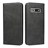 【Hamany】ギャラクシーS10プラス ケース 手帳型 SC-04L / SCV42 / SC-05L スマホケース 収納 galaxys10plus ケース 耐衝撃 耐久性 耐摩擦 マグネット式 レザー カバー -紳士黒