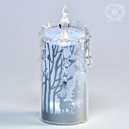 アクリルLEDキャンドル/フォレスト(シルバー) クリスマスオブジェ 置物 飾り 電池式LEDライト 光る おしゃれ かわいい 北欧風