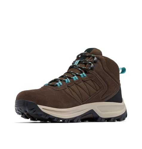Columbia Womens Transverse Suede Waterproof Hiking Boot, Cordovan/Teal, 9 Wide
