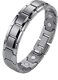 OUTLETISSIMO® Bracciale Magnetico da Uomo in Acciaio Inossidabile Colore Argento, Braccialetto Terapeutico Regolabile con Magneti ad Alta Potenza S119