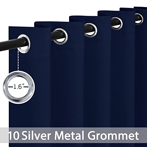 Yakamok Blackout Curtains Room Darkening Thermal Insulated Window Panels,Solid Grommet Top Drapes for Bedroom/Living Room(62Wx96L, Navy Blue, 2 Panels)