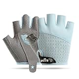 InfiniZer Fahrrad Handschuhe Kinder, Halbfinger Handschuhe Fahrrad Kinder, rutschfest und schweißableitend,Schutzhandfläche (Blau, M (7-7,5 cm))