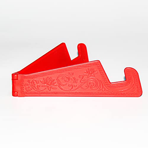 Image of FCS Universal Mobile Phone Stand Holder and Tablet Stand Holder, Pocket Size, Foldable, V Type, Compatible for All Smartphones, Tablets, Ipads, Ebook Readers. 2 Pc. Set ( 1 Pack ) (Red)