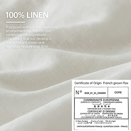 Simple&Opulence 100% Linen Duvet Cover Set With Washed-French Flax-3 Pieces Solid Color Basic Style Bedding Set-Breathable Soft Comforter Cover With 2 Pillowshams(King,White) #TOP3