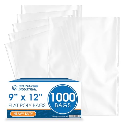 9" X 12" Open-End Flat Poly Bags (1000 Count) - 2 Mil Clear Plastic Bags