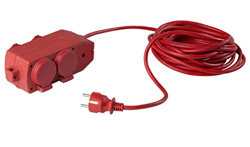 as - Schwabe 60612 4-fach-Verteilersteckdose, 10m H05VV-F 3G1,5, rot, IP20 Innenbereich