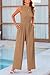 PRETTYGARDEN Womens Summer Jumpsuits Dressy Casual One Piece Outfits Sleeveless Mock Neck Wide Leg Pants Rompers with Pockets (Camel,Medium)