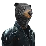 x-merry toy Realistic Bear Mask Latex Animal Head Cover Halloween Cosplay Horror Party Carnival Costume Accessories Novelty Supplies