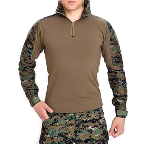 Worldshopping4U Hommes BDU Tir Combat Camo Chemise à Manches Longues avec Coudières Digital Woodland AOR2 pour Tactique Militaire Armée Airsoft Paintball (XXL)