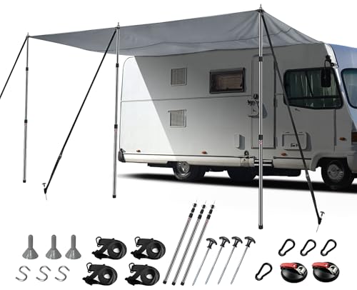 Toldo con Barra de Refuerzo, Caravana, Avance Furgoneta, Toldo Caravana 3x240m, Rail toldo 4.7-7mm, Resistente ai Desgarro, Impermeable, Apto para Autocaravana, Furgoneta