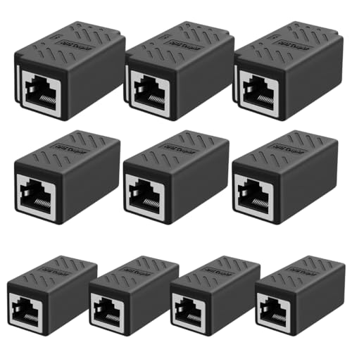 Image of COOLCOLD RJ45 Ethernet Coupler (10 Pack), Cat7 /Cat6 /Cat5e LAN Cable Extender Adapter, Female to Female Connector for Network Extension, Ethernet Cable Joiner (Black)