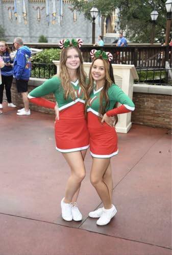 Image of CLGIFT Christmas Red Peppermint Candy Minnie Ears, Iridescent Minnie Ears, Rainbow Sparkle Mouse Ears,Classic Red Sequin Minnie Ears (Christmas Red Peppermint Candy)