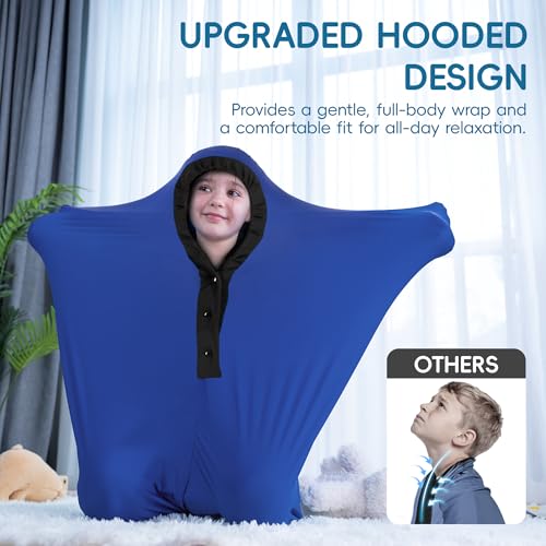 Image of OUTREE Sensory Sock for Kids 6-9 Years, Medium, 43''x27.5'', Good for Height:43'' - 51'', Body Sock Helps Kids Relax and Focus, Sensory Toys for Autistic Children with Carrying Bag, Blue
