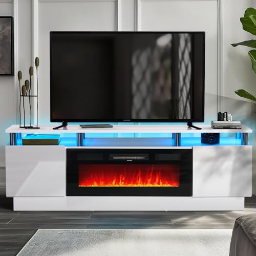 oneinmil Fireplace TV Stand with 36" Electric Fireplace,LED Light Entertainment
