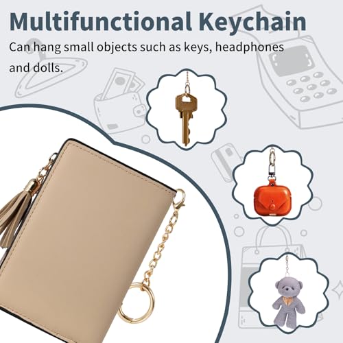 Image of Gostwo Women's Small Slim Wallet with RFID Protection & Keychain for Girls | 8 Card Slots,faux Leather, Tassel Decor, Built-in Keychain, Slim Compact, Snap & Zip Closure, Ideal for Daily & Travel