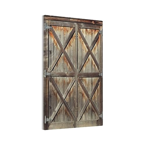 Rustic Shabby Worn Brown Wooden Barn Doors 1 Gang Light Switch Cover No Device Wall Plate Decorative Blank Switchplate Electrical Faceplate for Farmhouse Bathroom Home Bedroom Art Panel Decorate