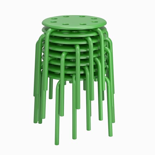 Image of VECELO 8-Piece Stacking Stools for Classroom, 12 Inch Height, Decoration Flexible Seating for Schools, Green
