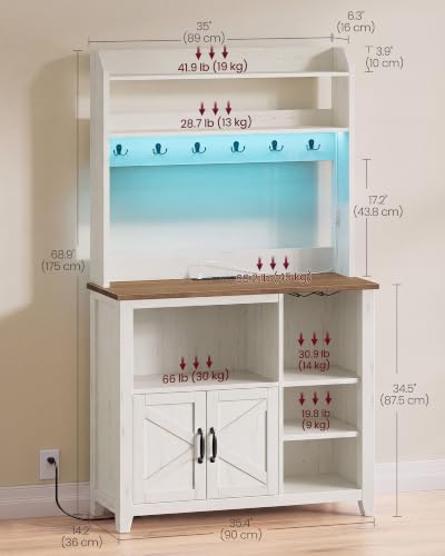 Image of VASAGLE Baker's Rack with LED Lights and Power Outlet, 6 Hooks