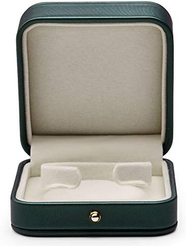 Oirlv Gorgeous Blackish Green Ring Box Premium Leather Ring Bearer Box for Wedding,Proposal Jewelry Gift Case
