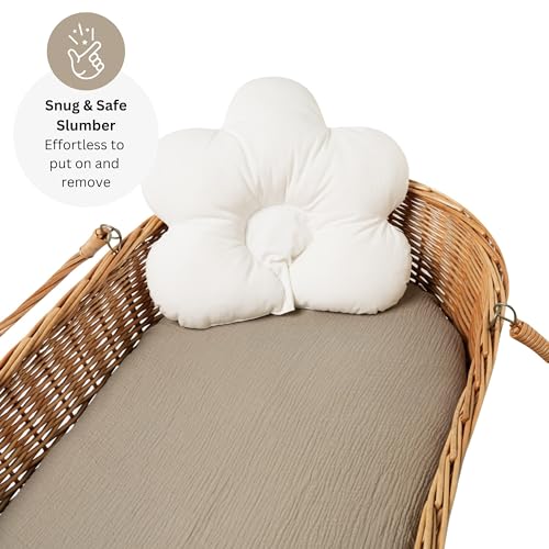 Image of Muslin Bassinet Sheets for Baby Delight Beside Me, BCOL, Chicco LullaGo, Delta Children Bondi, Skylar, Semphis by TansyPanda, 3PC, 20x32 in, Ultra Soft, Breathable, Snug Fit, Unisex Boys Girls, Maadi