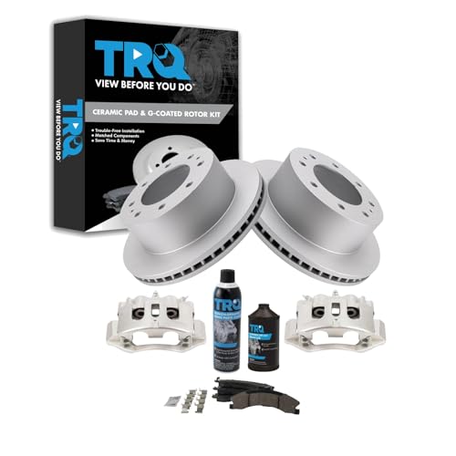 Image of TRQ Rear Brake Pad & Rotor Kit Compatible with 2011-2019 Chevrolet Suburban 3500 HD 2011-2019 GMC