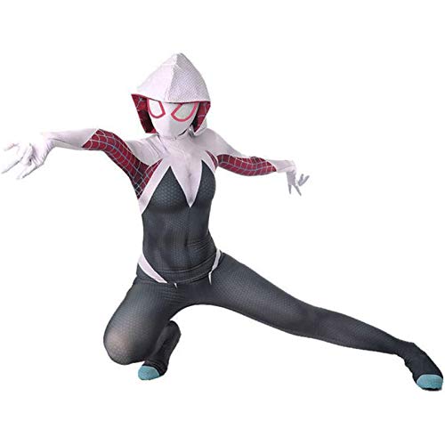 GYMAN Disfraz de Spiderman Gwen unisex para adultos y niños con impresión 3D, mono de Vengadores...