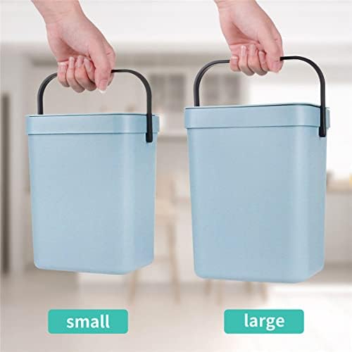 Spesh 2 Pcs(3L+5L)Hanging Trash Cans Kitchen Waste Bins Small Food Waste Caddy with Lid Plastic Cupboard Bins for Kitchen,Bedroom,Living Room,Bathroom,Office(Blue)